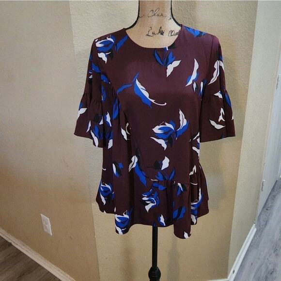 Halogen oversized floral bell sleeve blouse size XS - Picture 2 of 8